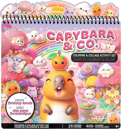 Fashion Angels Capybara & Co. Collage Activity Set, Includes 8 Sticker Sheets, 10 Sticker-by-Number Posters & 15 Drawing Pages, for Ages 6+