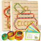2Pack Wooden Geoboard Montessori Toys - Wood Geo Board Manipulative Geoboards for 4 5 6 Year Old Kids with Pattern Cards and Rubber Bands,Brain Teaser STEM Toy for Boys Girls Ages 3-6