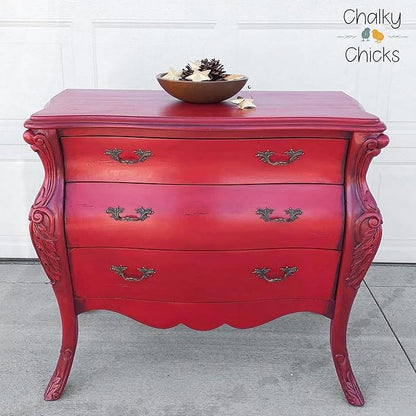 Chalky Chicks All-in-One Chalk Paint for Furniture or Cabinet - 32 Fl Oz - Matte Finish Firecracker (Red) for Metal, Wood Furniture Paint - No Sanding All-in-One for Home Decor & Crafts, USA Made