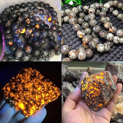 72pcs 10mm Natural Flame Yooperlite Stone Beads Round Healing Energy Power Stone Beads for Jewelry Making DIY Bracelet Necklace Earrings 32" 2 Strands