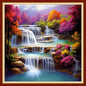 Disxvivy Cross Stitch Stamped Full Embroidery Kits DIY 11CT Cotton Thread Printed DIY Needlepoint Kits Craft Needlework Set Cross-Stitch Stamped Sets-Vernal Fall 18x18 inch