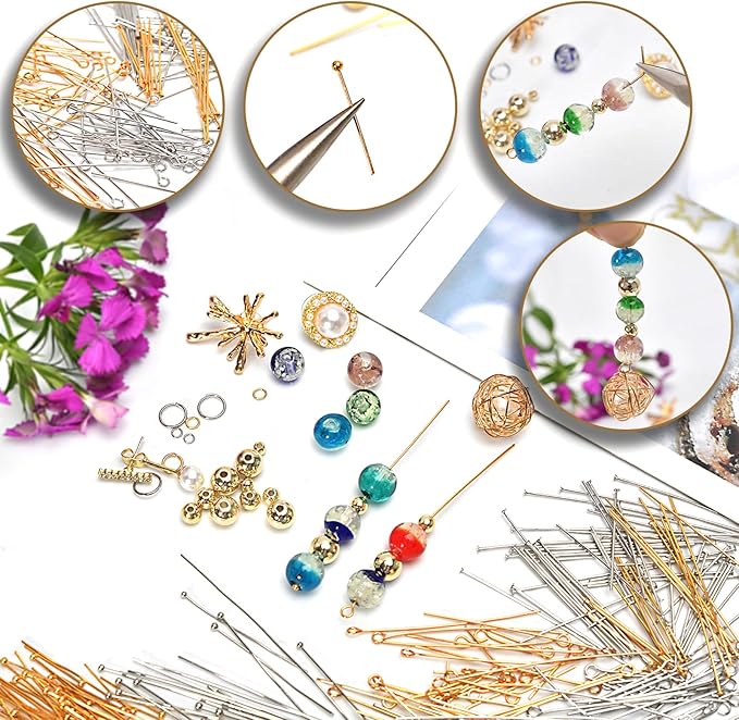 150pcs Silver Filled Ball Pins Non Tarnish Craft Earring Bracelet Jewelry Making Accessories Supplies (40mm (1.57in), Silver-Ball Pin)