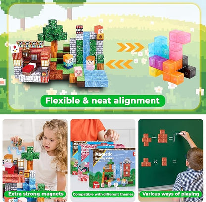 Goody King Magnetic Blocks|150PCS Magnetic Building Blocks Set, Stacking Magnets for Kids, Sensory Toy for STEM Learning Toys for Kids 3+ Boys and Girls Christmas Birthday Easter Gifts