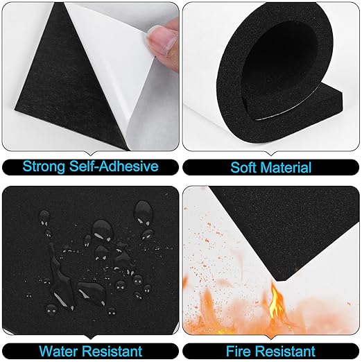 ToLanbbt 8 PCS Adhesive Foam Padding Sheets Closed Cell Neoprene Foam Sheet 1/2" Thick, 4" x 4" Self Stick Insulation Anti Vibration Pads Anti-Slip for Furniture, Cars, Speakers, DIY