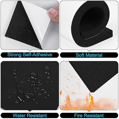 ToLanbbt 8 PCS Adhesive Foam Padding Sheets Closed Cell Neoprene Foam Sheet 1/2" Thick, 4" x 4" Self Stick Insulation Anti Vibration Pads Anti-Slip for Furniture, Cars, Speakers, DIY