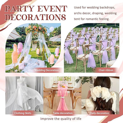 Horbaunal Rose Gold Chiffon Fabric by The Yard, 1 Yard Continuous Sheer Fabric 59" Wide Soft Draping Fabric for Wedding Arch Draping Party Backdrop DIY Sewing