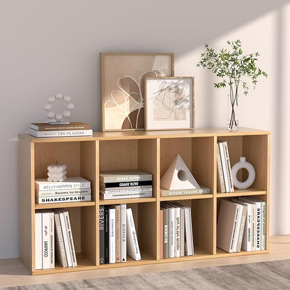 Wooden 8 Cube Storage Organizer with Closed Back Panel, Cube Shelf Heavy Duty Cubby Storage Organizer with Compartments for Living,Display Shelf,Bookshelf Furniture (Oak, 8-Cube)