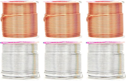 Mandala Crafts 16 Gauge Anodized Aluminum Craft Wire for Jewelry Making – 390 FT Colored Flexible Silver Copper Tone Wire - Bendable for Bonsai Armature Crafting Sculpting