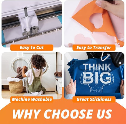 HTVRONT Heat Transfer Vinyl HTV Vinyl Bundle, 65 Pack Iron on Vinyl for T-Shirts 41 Assorted Colors HTV Vinyl Bundle with Weeding Hooks and PTFE Sheet