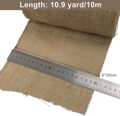 8" Wide Natural Burlap Fabric Roll - 10 Yards Jute Ribbon for Gift Wrapping, Wedding Decorations, Rustic Crafts, Wreaths & Home Decoration (20cm Wide)