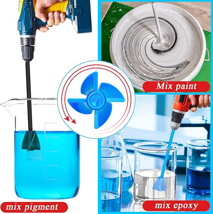 12 Pieces Epoxy Mixer Attachment for Drill Helix Paint Mixer Reusable Paint Stirrers Drill Attachment for Resin for Jewelry Resin Casting Molds (Red, Blue, Black, White)