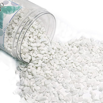 Crushed Glass for Resin Art - 3-6mm White Porcelain, 1.5lb | Broken Glass Pieces for Crafts, Vase Filler & Fire Pit Media | Decorative Stones