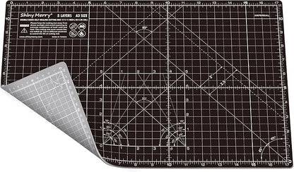 Self Healing Cutting Mat A3 12"x18" – Double Sided 5-Ply Craft Mat for Sewing, Quilting, Fabric, Scrapbooking – Black/Gray