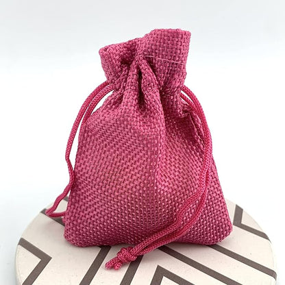 Palmhomee Pack of 25 Burlap Gift Bags with Drawstring Linen Jewelry Pouches Wedding Hessian Jute Bags for Birthday and Treat Pouches Party Wedding Favors Gift (2.8x3.6 Inch, Fuchsia)