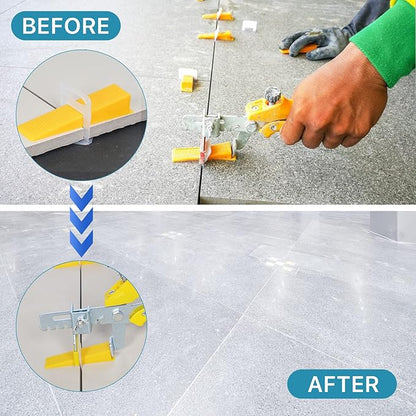 Tile Leveling System with Tile Plier 1500Pcs Piece Tile Spacers Clips 300Pcs Piece Reusable Wedges and 1 Rubber Mallet Tile Tools Set for Stone Installation (1/8"(3.0 mm)