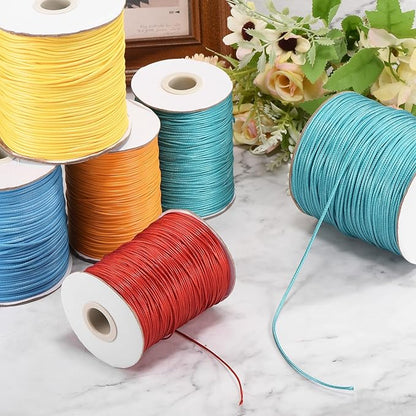MECCANIXITY Waxed Cord 2mm Waxed Polyester Cord 98 Yard Wax String for Bracelet Making, Necklaces, Beading, Jewelry Making and DIY Crafts(Yellow)