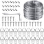 Picture Hanging Kit, Listenman D Ring Picture Hangers with Screws, Picture Hanging Wire(100 Feet) and Aluminum Sleeves, Supports up to 30 lb, Included Screwdriver
