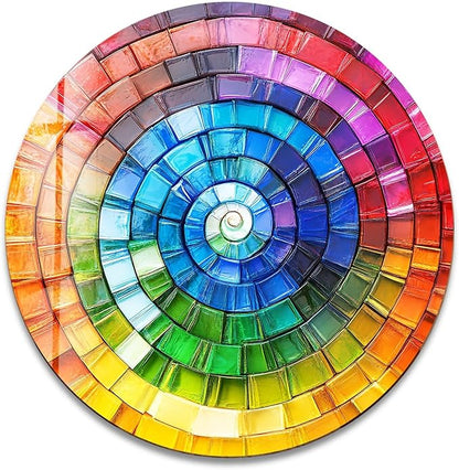 My Photostation.com 39,4''(100cm) Diameter Radiant Spiral Spectrum Round Glass Wall Art Tempered Glass Printing Wall Decor Large Wall Art Wall Hangings