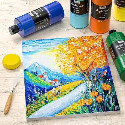 Nicpro 14 Colors Large Bulk Acrylic Paint Set (33.8 oz, 1000 ml) Non Toxic Art Painting Supplies for Kids Students Adults Artists, Rich Pigment for Multi Surface Canvas Fabric Craft Wood Leather Stone