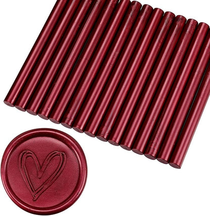 Yoption 15 Pieces Burgundy Glue Gun Sealing Wax Sticks for Wax Seal Stamp, Great for Wedding Invitations, Envelopes, Cards, Christmas Gift Ideas, Wine Packages
