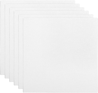 PATIKIL 6x6 Canvas Boards for Painting, 6 Pack 100% Cotton Square Triple Primed Stretched Blank Art Canvas Panel Bulk Thin for Acrylic, Oil, Tempera Paints, White