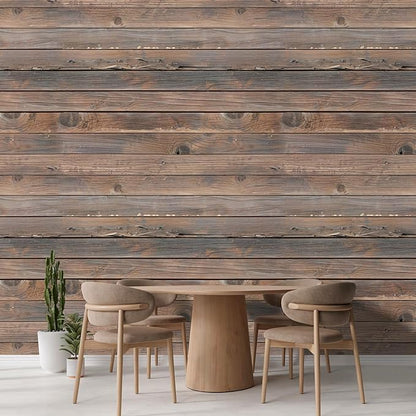wall26 Wall Sticker/Wall Mural Horizontal Brown Vintage and Retro Wood Textured, Not Peel and Stick, Non-Woven Wallpaper Decorative for Bedroom, Living Room, Office - 108x168 inches