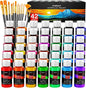 Caliart Acrylic Paint Set with 12 Brushes, 42 Colors (59ml, 2oz) Art Craft Paints Gifts for Adults Artists Beginners Painters, Halloween Pumpkin Canvas Ceramic Rock Painting Kit Art Supplies
