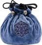 DND Dice Bags Large with Pockets Blue Storage Bag with D20 Logo for Dungeon and Dragons RPG Game Dices - Capacity 200+ Dice