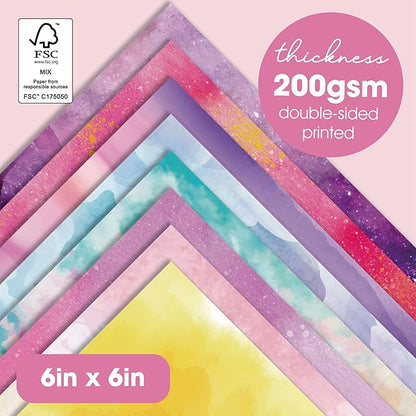 48 sheets 6 X 6 Scrapbooking Cardstock Decorative Paper Pack - Shimmer Watercolor - for Card Making Journaling Planner Origami Scrapbook Paper Scrapbook Materials Supplies