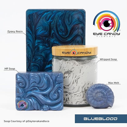 Eye Candy Pigments Premium Blue Mica Powder - Blueblood (50gr) - for Epoxy, Resin, Soap, Paint, Woodworking, Acrylic Pouring, Bath Bombs, Fishing Lures - DIY Arts and Crafts Additive