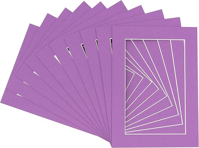 5.5x8.5 Mat for 8.5x11 Frame - Precut Mat Board Acid-Free Dark Purple 5.5x8.5 Photo Matte for a 8.5x11 Picture Frame, Matboard for Family Photos, Show Kits, Art, Picture Framing, Pack of 10 Mats