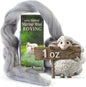 Desert Breeze Distributing 100% Natural Merino Wool Roving - Premium Combed Top Merino Roving Wool - Tapestry, Spinning, Wet Felting & Needle Felting Supplies - 21.5 Micron - 1 oz, Color Silver