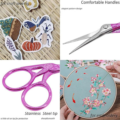 BIHRTC Little Bird Scissors 3.6Inch Sewing Scissors with Artificial Leather Cover Craft Scissor Shears for Crafting Threading Cross Stitch Cutting Art Work DIY Tool