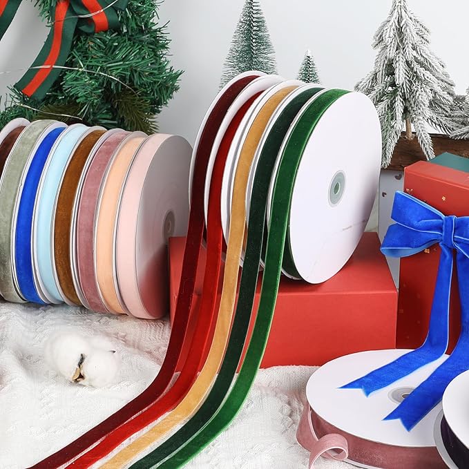 Navy Blue Velvet Ribbon,1" W x 20Yd Single Face,Great for Gift Wrapping,Hair Bows,Handmade Craft and Christmas,Wedding Decoration (1" Navy Blue)