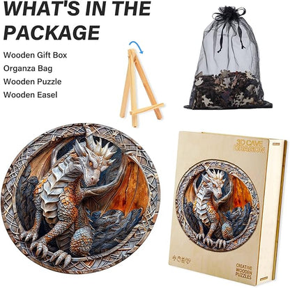 Wooden Puzzles for Adults, Cave Dragon Puzzle, Wood Adult Puzzle, Wooden Puzzle for Family Game and Birthday Gifts for DIY Lover (S-8.5 * 8.5in 100pcs)