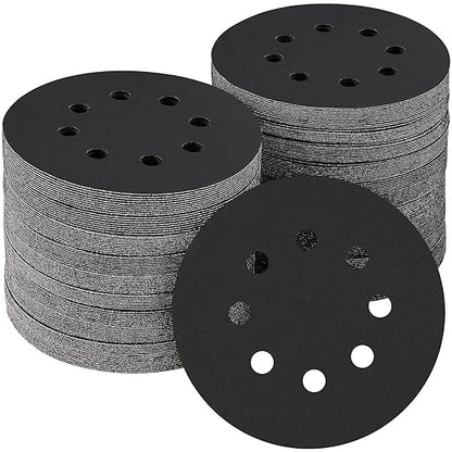 100PCS 5 inch Silicon Carbide Sanding Discs 400 Grit, Wet Dry Orbital 5 Sander Hook and Loop Sandpaper Disc, Best for Metal,Automotive,Wood Polishing