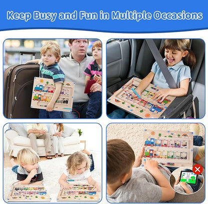 Magnetic Color and Number Maze, Montessori Toys for 2 3Year Old, Wooden Toddler Magnet Puzzles for Kids Girls Boys 2-4 3-5, Magnetic Board Train Learning Toys Birthday Gifts