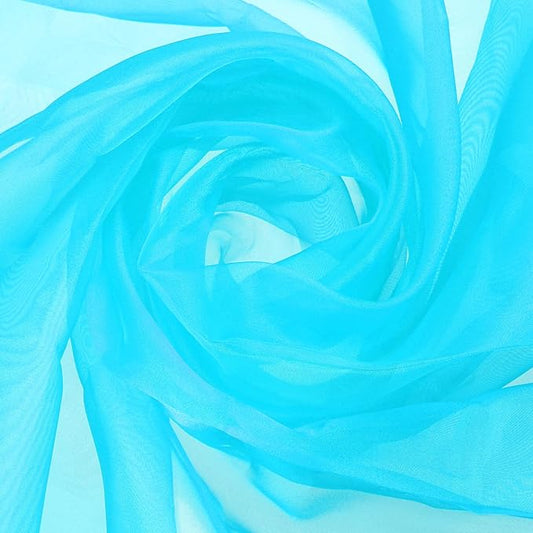 MECCANIXITY Iridescent Sheer Organza Fabric, 10 Yards x 59 Inches Solid Holographic Shiny Fabric Organza Cloth for Wedding, Curtains, Costume, Photo Background, Pale Blue