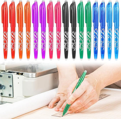 Hpmjz 16pcs Heat Erasable Pens for Fabric, Fabric Marking Pens Fabrics Markers No Ghost Lines, Disappearing Ink for Precise Marking for Quilting Sewing Embroidery DIY Dressmaking Fabrics Tailors Chalk