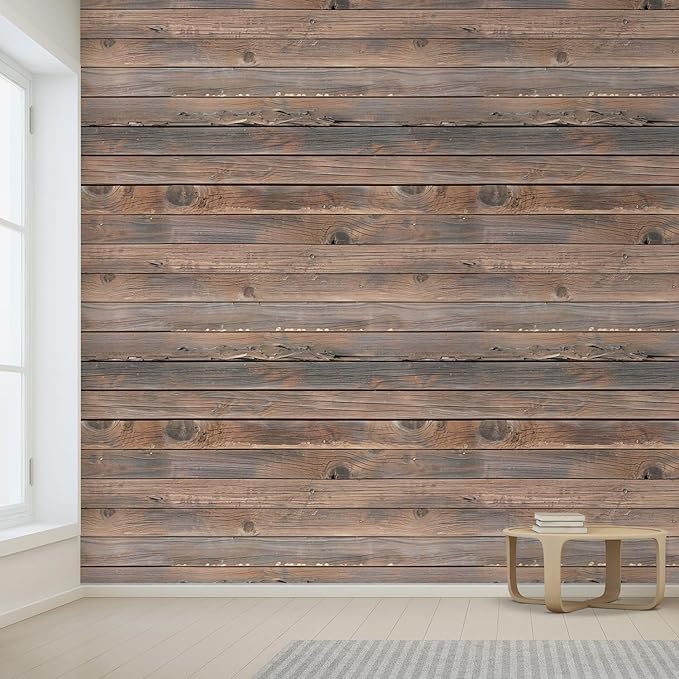 wall26 Wall Sticker/Wall Mural Horizontal Brown Vintage and Retro Wood Textured, Not Peel and Stick, Non-Woven Wallpaper Decorative for Bedroom, Living Room, Office - 100x144 inches