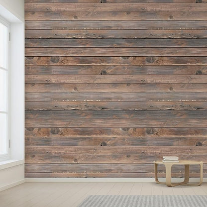 wall26 Wall Sticker/Wall Mural Horizontal Brown Vintage and Retro Wood Textured, Not Peel and Stick, Non-Woven Wallpaper Decorative for Bedroom, Living Room,Office - 132x144 inches