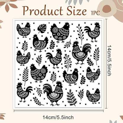 CHGCRAFT Artistic Chicken Silhouette Polymer Clay Texture Sheet Plant Leaves Bohemian Silicone Texture Mat for Polymer Clay Making Earrings Jewelry DIY Crafts 5.5 × 5.5 Inch