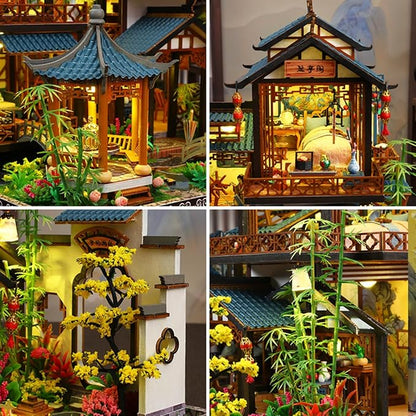 Miniature House Kit, Miniature Ki, Dollhouse Kit for Adults Teen, Mini House Building Kit for Birthday, Elegant Lanting