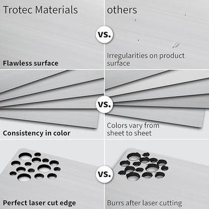 Trotec | Metallic Looking Acrylic Sheet | 12"x24"x1/16, 4 Pcs | Brushed Silver/Black | Metallic Finish - Scratch Resistant for Laser Engraving & Cutting,Printing,Glowforge,Name Plate | USA Made