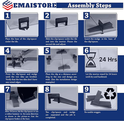 Tile Leveling System (3/16 Inch) – 600 Tile Spacers – Compatible with Most Wedges for Smooth, Seamless Floor & Wall Tile Installation – 5mm Ceramic & Stone Spacers