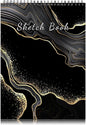 Deokke Sketchbook Top Spiral Bound Sketch Pad, 9 x 12 inch,100GSM Thick Paper,50 Sheets 100 Pages,Art Sketch Book Aesthetic Cute Drawing Writing Paper,for Girls Women-Black Marble
