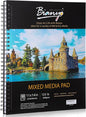 Bianyo Mixed Media Paper Sketchbook, 11" X 14", 60 Sheets/Each, 123 LBS/200 GSM, Spiral-Bound Pad, Perforated, Ideal for Wet & Dry Media Like Marker, Watercolor, Acrylic, Pastel, Pencil