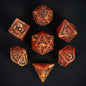 7-Die DND Dice Set Halloween Pattern Polyhedral Die Set with Leather Bag, Skull Dice D&D Die for RPG Table Games (Halloween Pattern-Orange/Black Number)