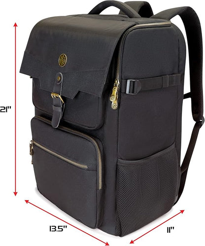 ENHANCE DnD Backpack - RPG DM Bag for Dungeons and Dragons - Travel DnD Bag Organizer fits 6-8 Books Upright, 18" Laptop/DM Screen Slot, Miniature Storage Foam Trays, Accessories Pockets, Map Strap