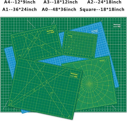 WORKLION 12" x 18" Art Self Healing PVC Cutting Mat, Double Sided, Gridded Rotary Cutting Board for Craft, Fabric, Quilting, Sewing, Scrapbooking Project……